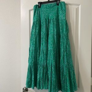 Lauren Ralph Lauren green boho maxi skirt